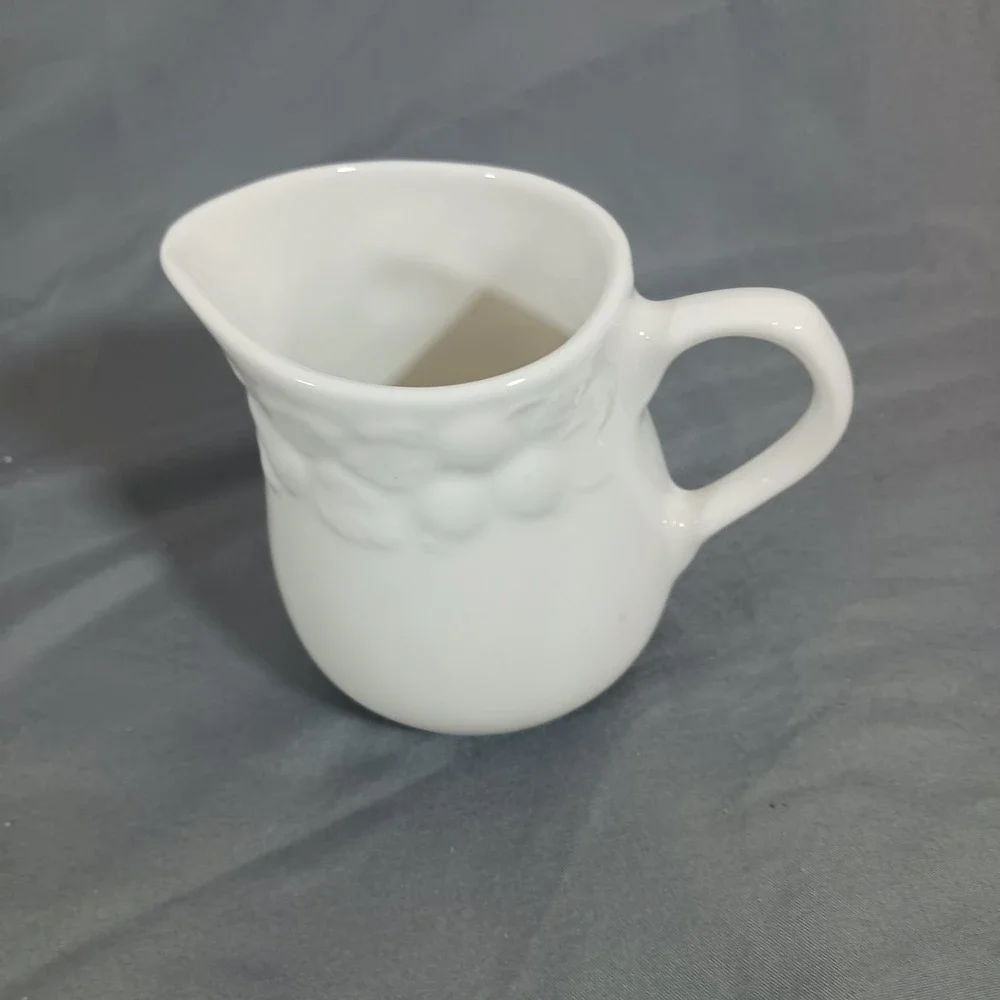 Gibson Creamer Pitcher Small White Excellent Embossed Fruit China